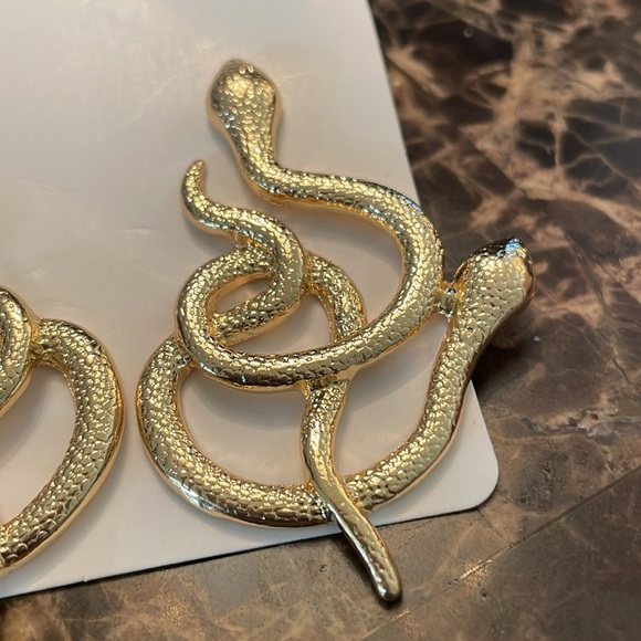Akira Elegant Gold Swirl Snake Earrings - Picture 9 of 14
